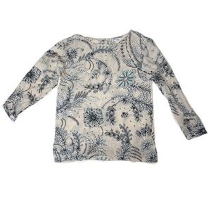 Monaco blouse with teal pattern